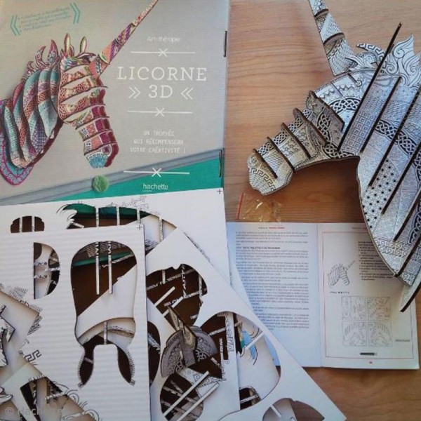 Trophée Licorne 3D à colorer et à monter - Avec livre et accessoires - Photo n°2