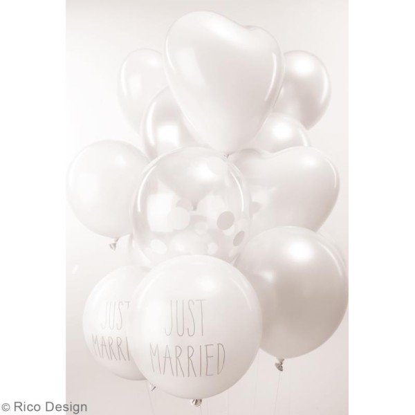 Ballons de baudruche Rico Design YEY - Pois blanc sur fond Transparent - 30 cm - 12 pcs - Photo n°2