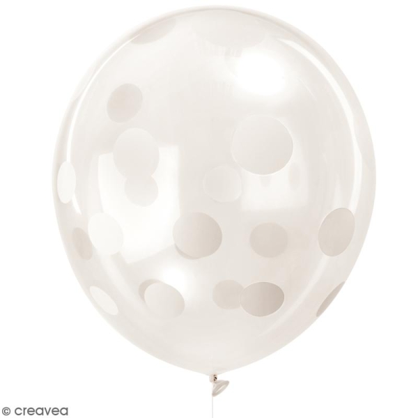 Ballons de baudruche Rico Design YEY - Pois blanc sur fond Transparent - 30 cm - 12 pcs - Photo n°1
