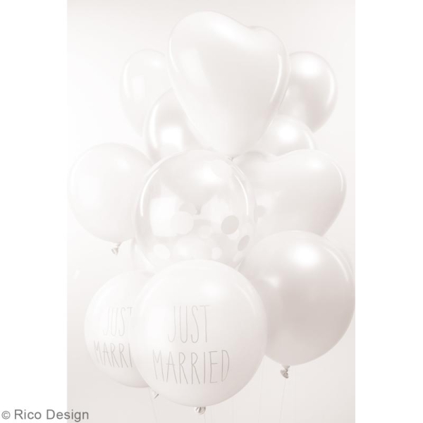 Ballons de baudruche Rico Design YEY - Forme Coeur Blanc - 30 cm - 12 pcs - Photo n°2
