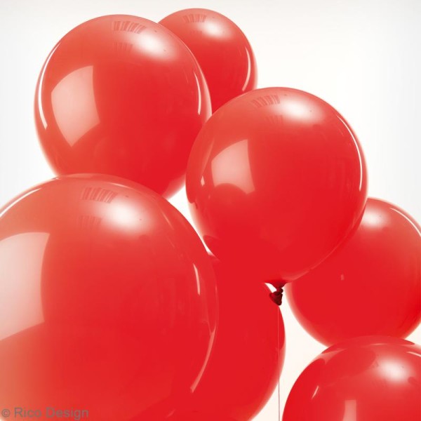 Ballons de baudruche Rico Design YEY - Uni Rouge - 30 cm - 12 pcs - Photo n°2