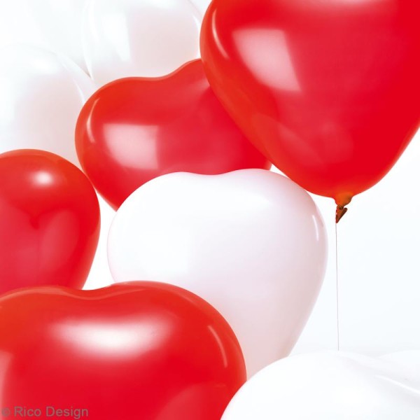 Ballons de baudruche Rico Design YEY - Forme Coeur Rouge - 30 cm - 12 pcs - Photo n°2
