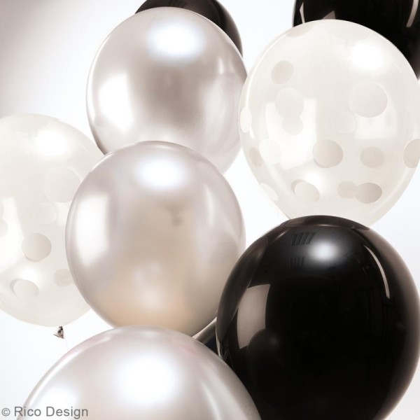 Ballons de baudruche Rico Design YEY - Mix Noir et blanc - 30 cm - 12 pcs - Photo n°2