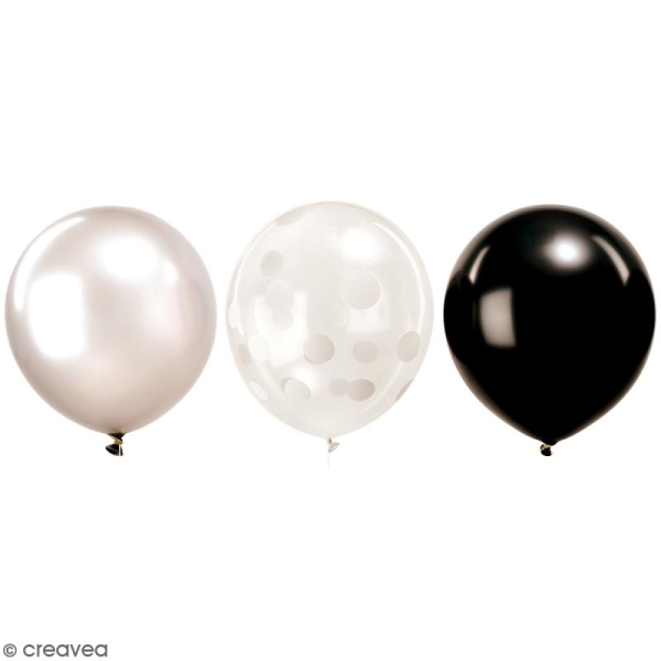 Ballons de baudruche Rico Design YEY - Mix Noir et blanc - 30 cm - 12 pcs - Photo n°1
