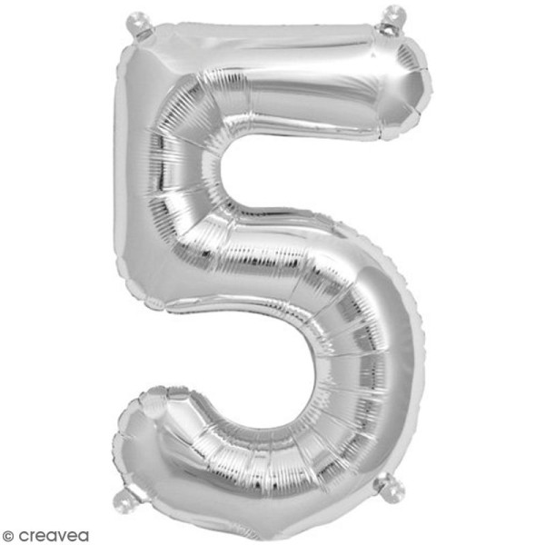 Ballon Aluminium - Chiffre 5 - Argenté - 1 pce - Photo n°1