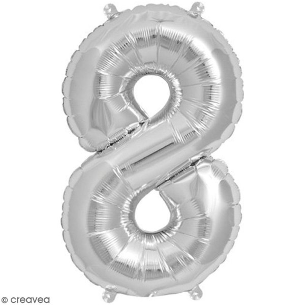 Ballon Aluminium - Chiffre 8 - Argenté - 1 pce - Photo n°1