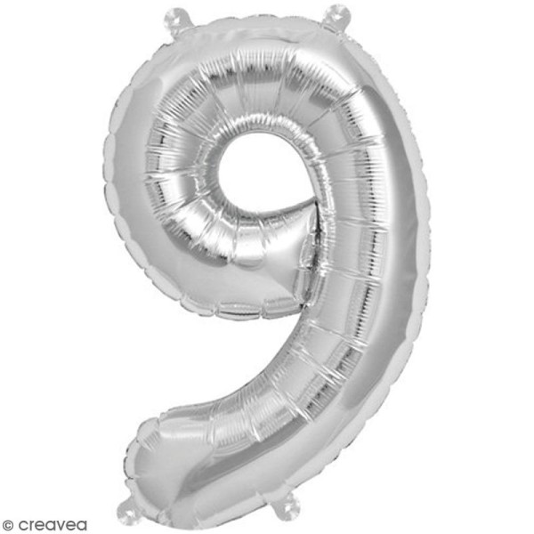Ballon Aluminium - Chiffre 9 - Argenté - 1 pce - Photo n°1