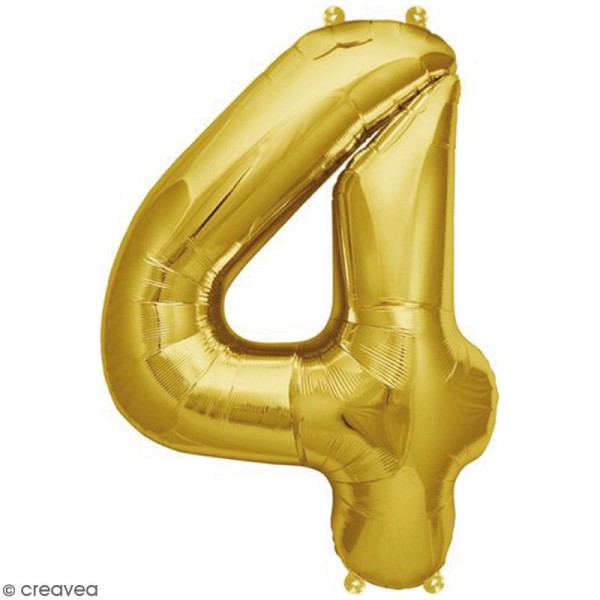 Ballon Aluminium - Chiffre 4 - Doré - 1 pce - Photo n°1