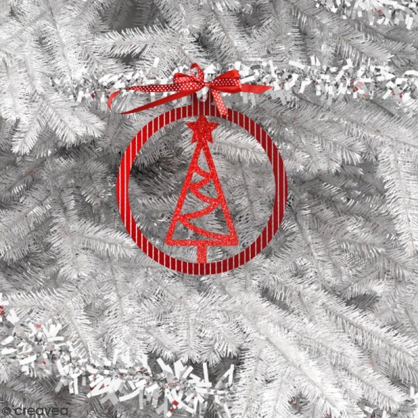 Forme en bois Noël - Boule ajourée Sapin avec étoile 4,5 cm - Photo n°2