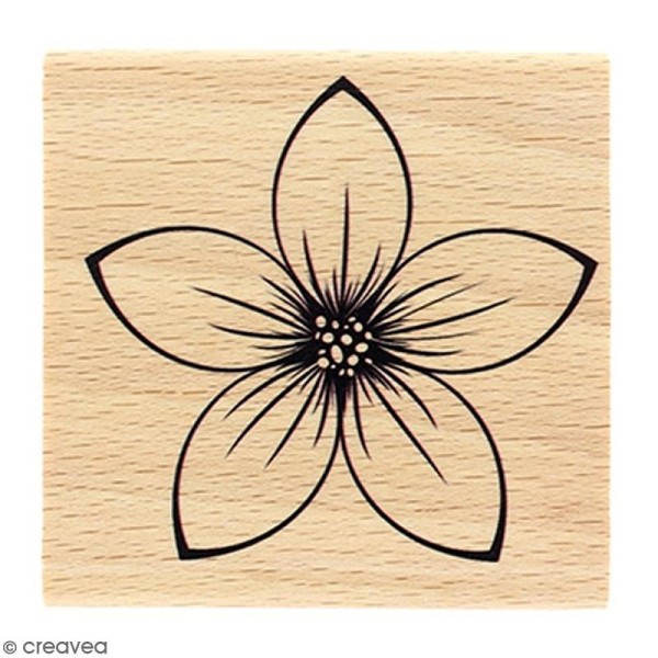 Tampon Bois Fleur isabella - 6 x 6 cm - Photo n°1