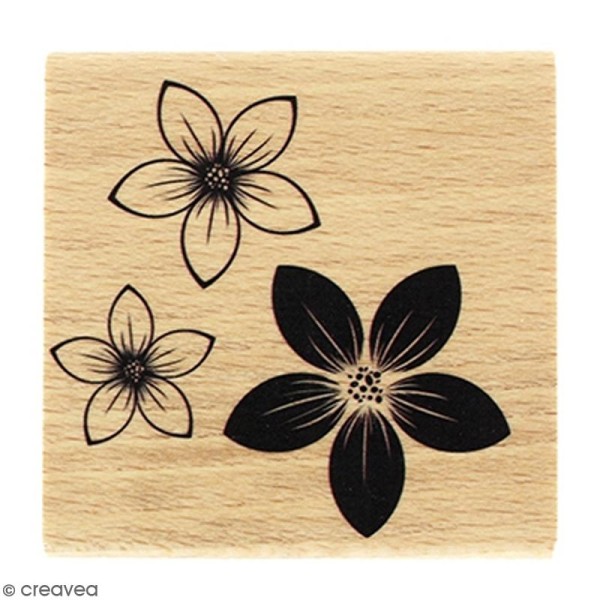 Tampon Bois Trio de fleurs - 6 x 6 cm - Photo n°1