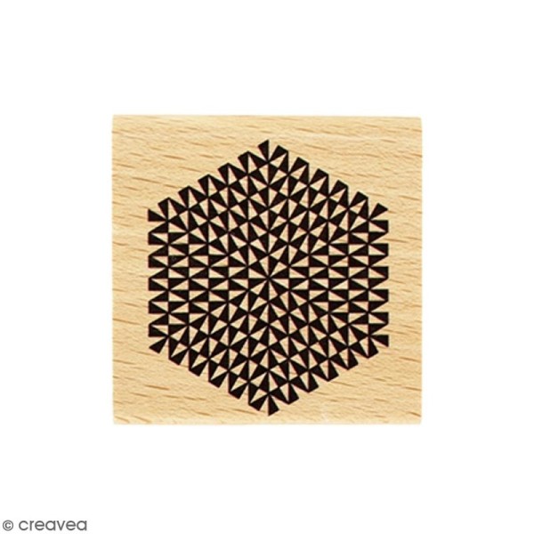 Tampon Bois Hexagone rayonnant - 5 x 5 cm - Photo n°1