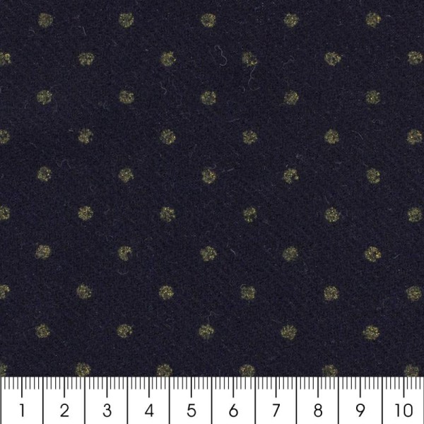 Tissu lainage - Bleu à pois dorés - Par 10 cm (sur mesure) - Photo n°2