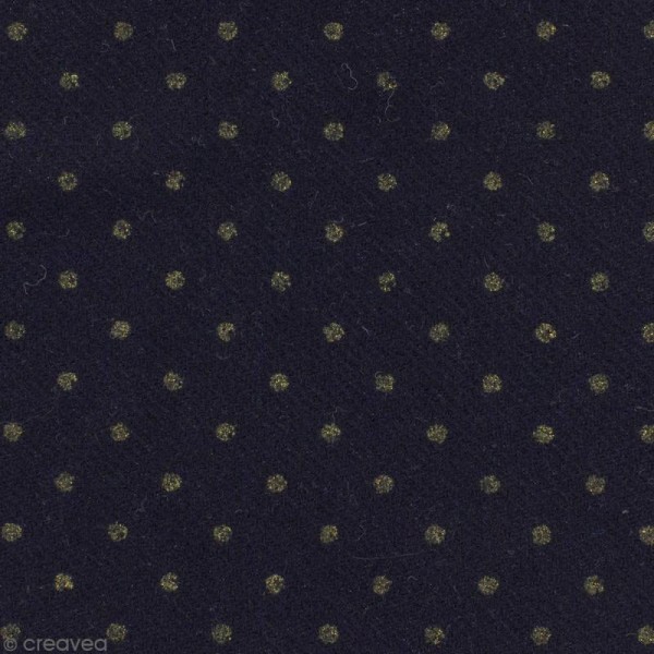 Tissu lainage - Bleu à pois dorés - Par 10 cm (sur mesure) - Photo n°1