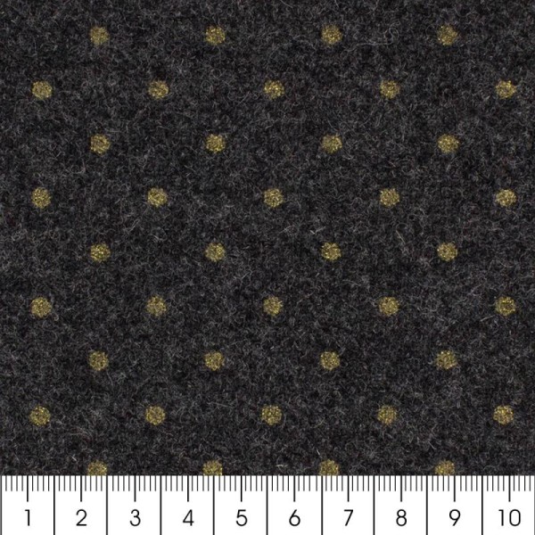 Tissu lainage - Gris à pois dorés - Par 10 cm (sur mesure) - Photo n°2