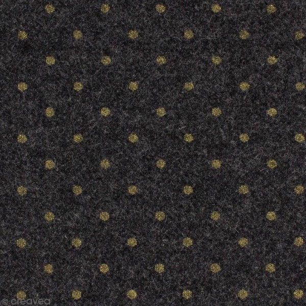 Tissu lainage - Gris à pois dorés - Par 10 cm (sur mesure) - Photo n°1