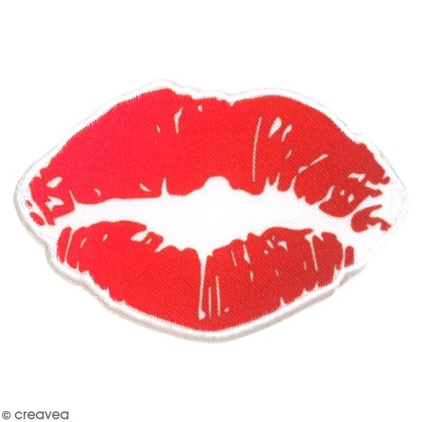 Sticker écusson 2 en 1 - Emoticône Bisou lèvre - 58 x 40 mm - Photo n°1