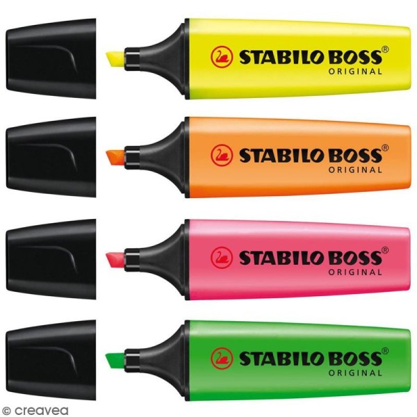 STABILO Boss Original - Pochette de 4 surligneurs Fluo assortis