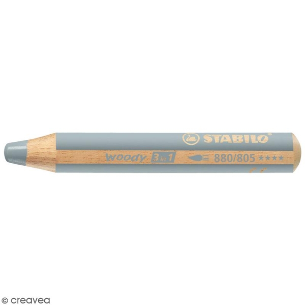 Crayon de coloriage STABILO Woody - 3 en 1 - Argenté - Pointe de 10 mm - Photo n°1
