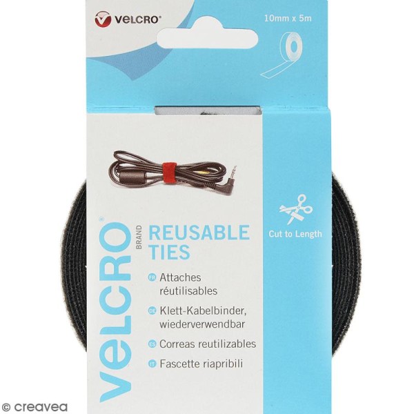 Ruban serre câbles Velcro auto agrippant - Noir - 10 mm x 5 m - Photo n°1