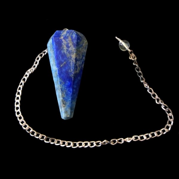 Pendule simple à facettes de radiesthésie en lapis lazuli lazulis neuf - Photo n°2
