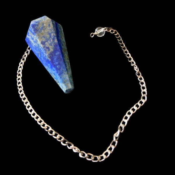 Pendule simple à facettes de radiesthésie en lapis lazuli lazulis neuf - Photo n°1