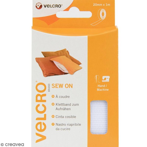 Ruban Velcro pour tissus - A coudre - Blanc - 20 mm x 1 m - Photo n°1