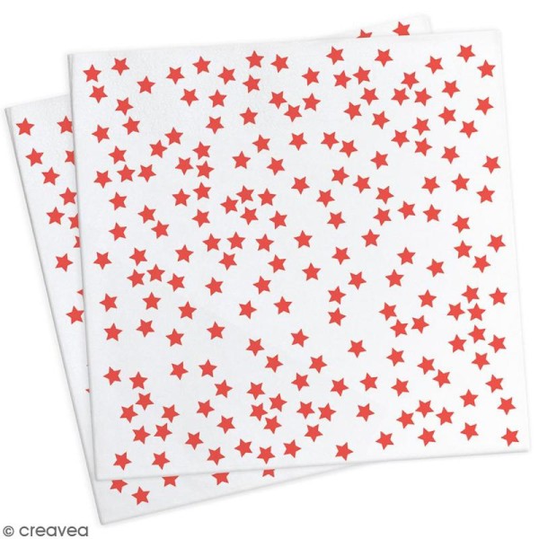 Serviettes en papier Etoiles rouges - 33 x 33 cm - 20 pcs - Photo n°1