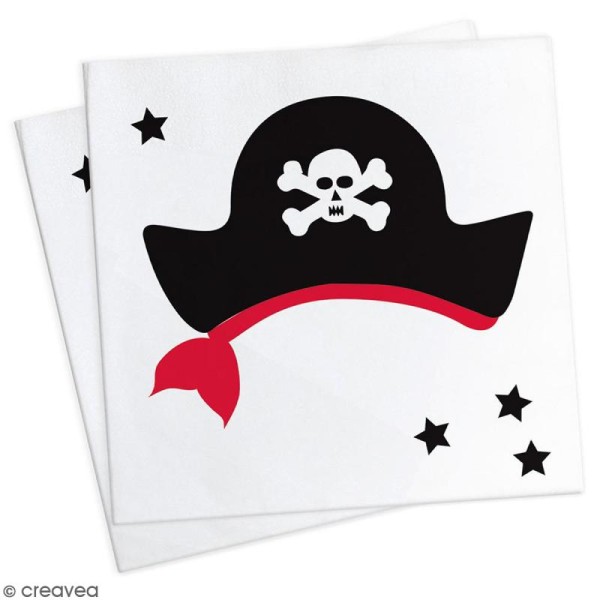 Serviettes en papier Pirate - 25 x 25 cm - 20 pcs - Photo n°1