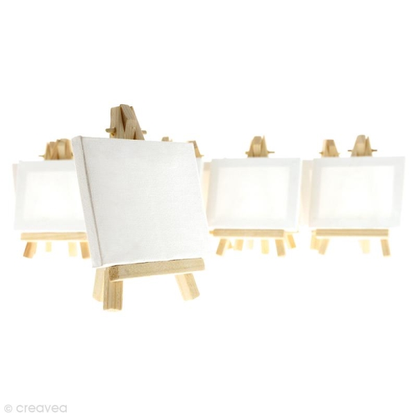 Mini chevalets avec toiles de 9 x 7 cm - 10 pcs - Photo n°1