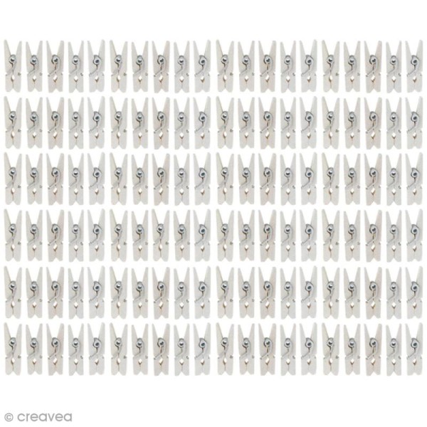 Mini pinces à linge en Bois blanc - 2,5 cm - 100 pcs - Photo n°1