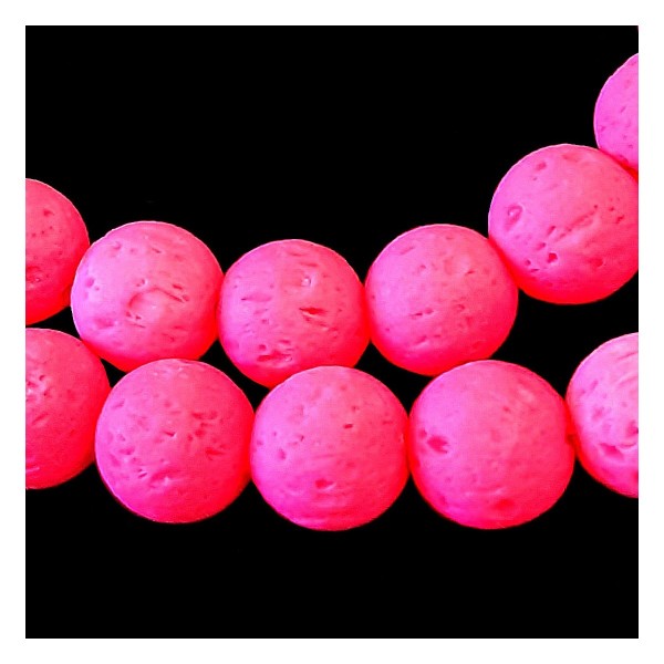 Fil de 46 perles rondes 8mm 8 mm en pierre de lave rose teintée - Photo n°1