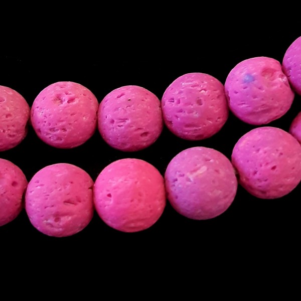 Fil de 46 perles rondes 8mm 8 mm en pierre de lave violet teintée - Photo n°1