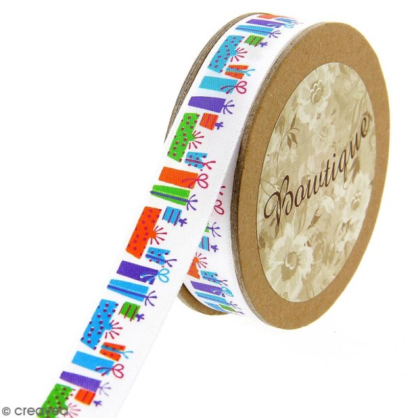 Ruban satin Celebrate - Paquets cadeaux multicolores - 15 mm x 5 m - Photo n°1