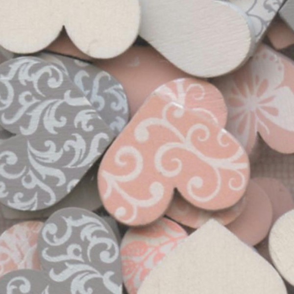 Confettis en bois - Coeurs - Rose et gris - 2 cm - 25 pcs - Photo n°3