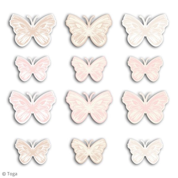 Die cut Toga - Papillons - Rose, beige - 60 pcs - Photo n°2