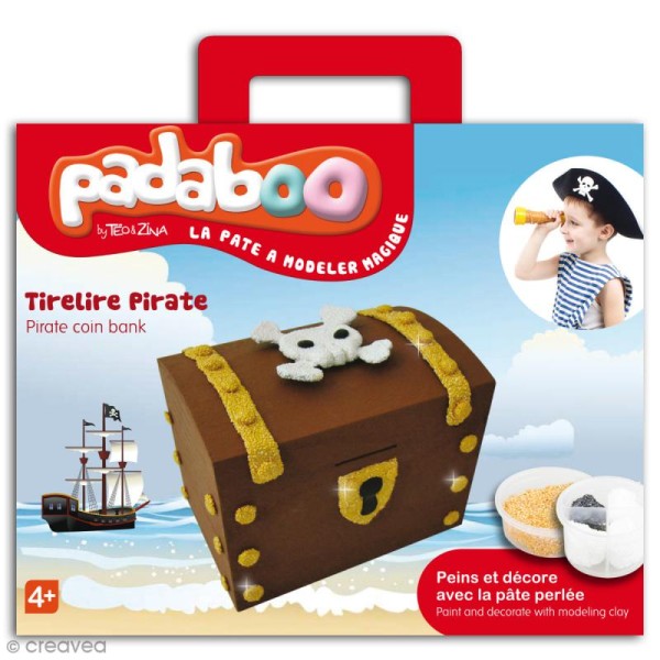 Kit de pâte à modeler Padaboo - Tirelire Pirate - Coffret pâte à