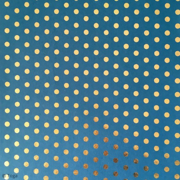 Papier recyclé Or de Bombay - Pois - Bleu - 38 x 56 cm - Photo n°2