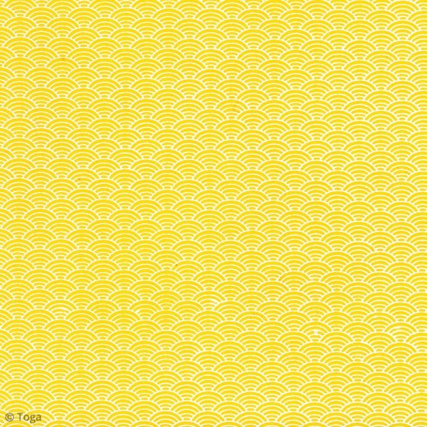 Papier recyclé Or de Bombay - Motifs Japon jaune - 38 x 56 cm - Photo n°2