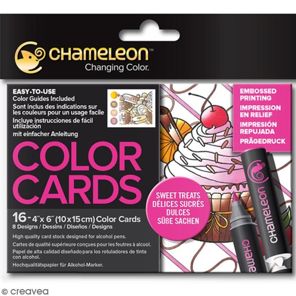 Cartes à colorier pour marqueurs Chameleon - Délices sucrées - 10 x 15 cm - 16 pcs - Photo n°1