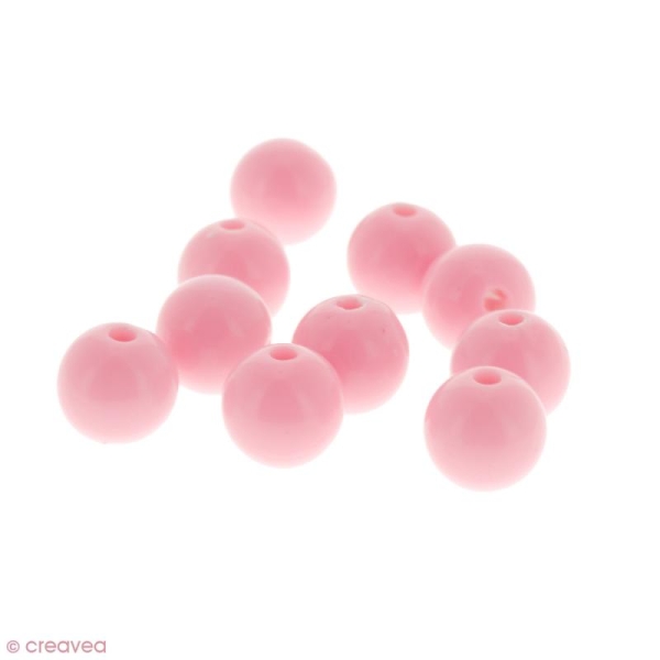 Perles acryliques Rose pastel - 12 mm de diamètre - 10 pcs - Photo n°1