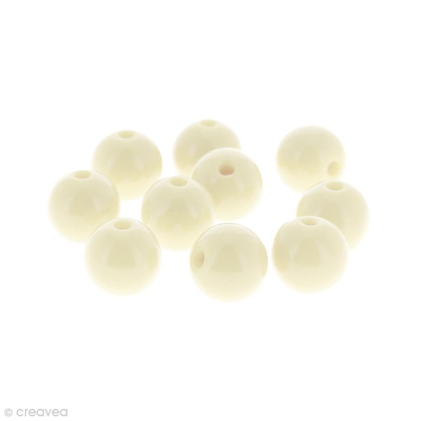 Perles acryliques Blanc ivoire - 12 mm de diamètre - 10 pcs - Photo n°1