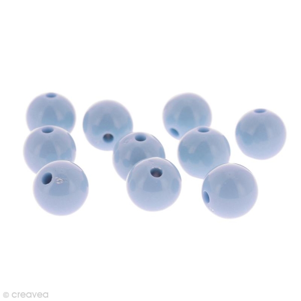 Perles acryliques Bleu ciel - 12 mm de diamètre - 10 pcs - Photo n°1