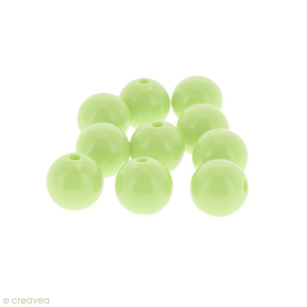 Perles acryliques Vert pastel - 12 mm de diamètre - 10 pcs - Photo n°1