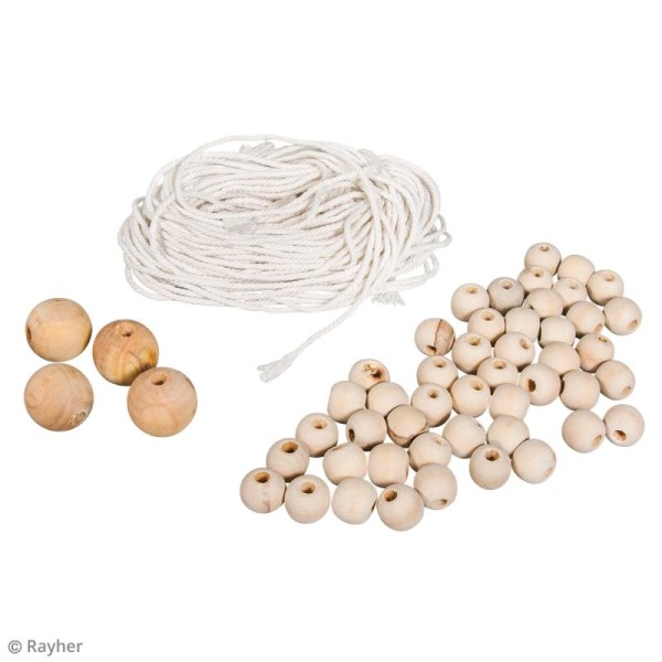 Kit Supension macramé et perles - Naturel - 80 cm - Photo n°2