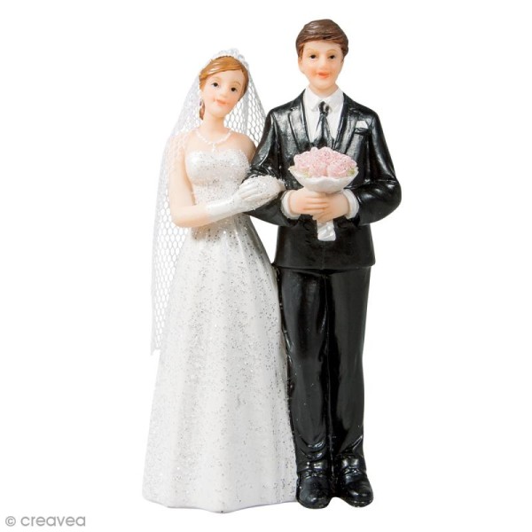 Figurine mariés en polyrésine pour décoration de mariage - 5 x 11 cm - Photo n°1