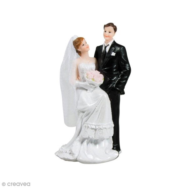 Figurine mariés en polyrésine pour décoration de mariage - 7 x 13 cm - Photo n°2