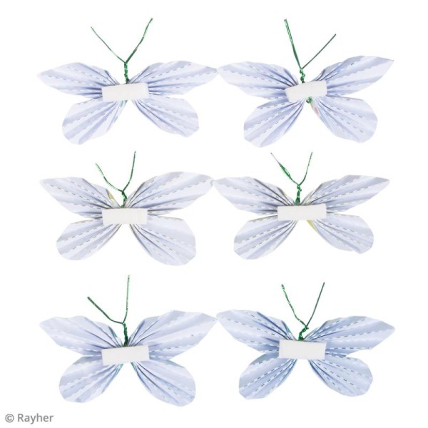 Stickers Papillons en papier - Vert éternel - 5 x 3 cm - 6 pcs - Photo n°2
