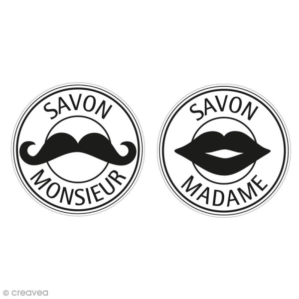 Labels Monsieur et Madame - Tampons pour savon 30 mm - 2 pcs - Photo n°1