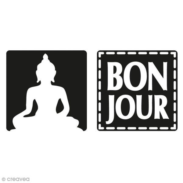 Labels Bonjour et Boudha - Tampons pour savon 25 mm - 2 pcs - Photo n°1